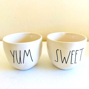 Rae Dunn Magenta Snack Ice Cream White Bowls YUM & SWEET Farmhouse Kitchen